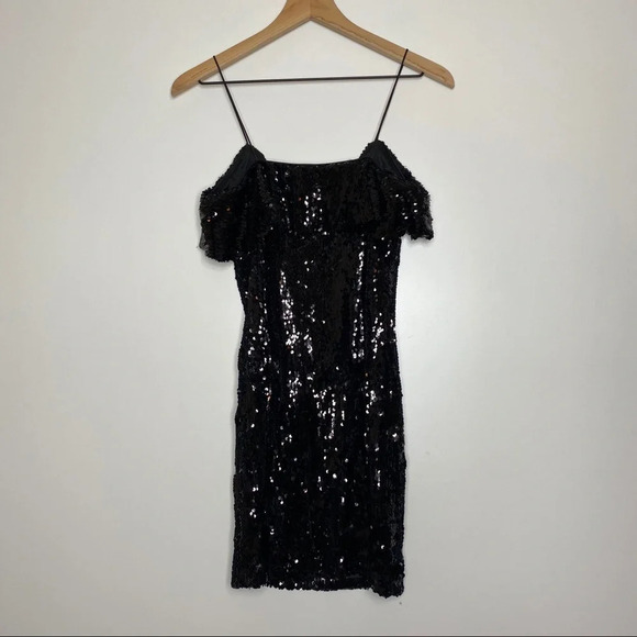Zara Sequin Black Mini Dress NWOT - Picture 7 of 9